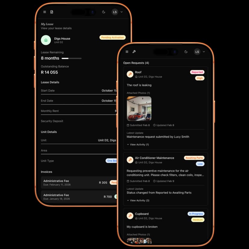 Tenant Portal Preview (Dark)